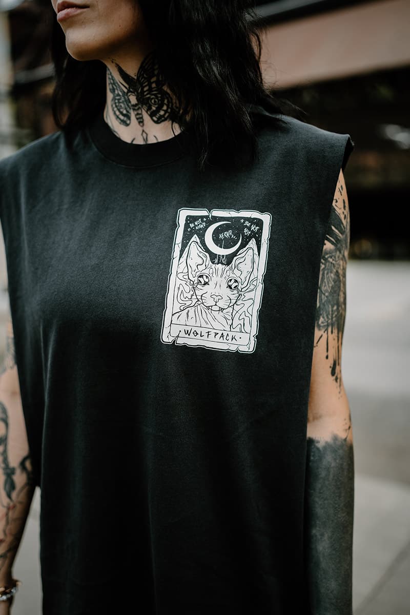 Black heavy tank top with THE MOON HEAVY FADED TANK UNISEX print - Wolfpack Clothing