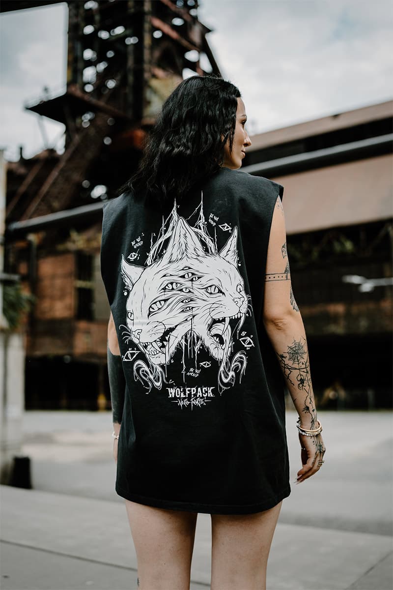 Black heavy tank top with THE MOON HEAVY FADED TANK UNISEX print - Wolfpack Clothing