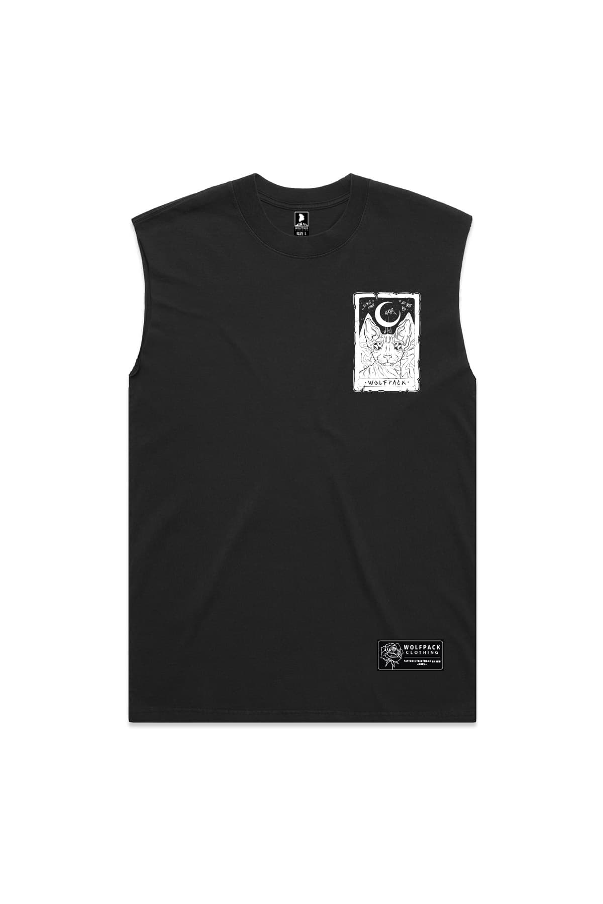 Black heavy tank top with THE MOON HEAVY FADED TANK UNISEX print - Wolfpack Clothing