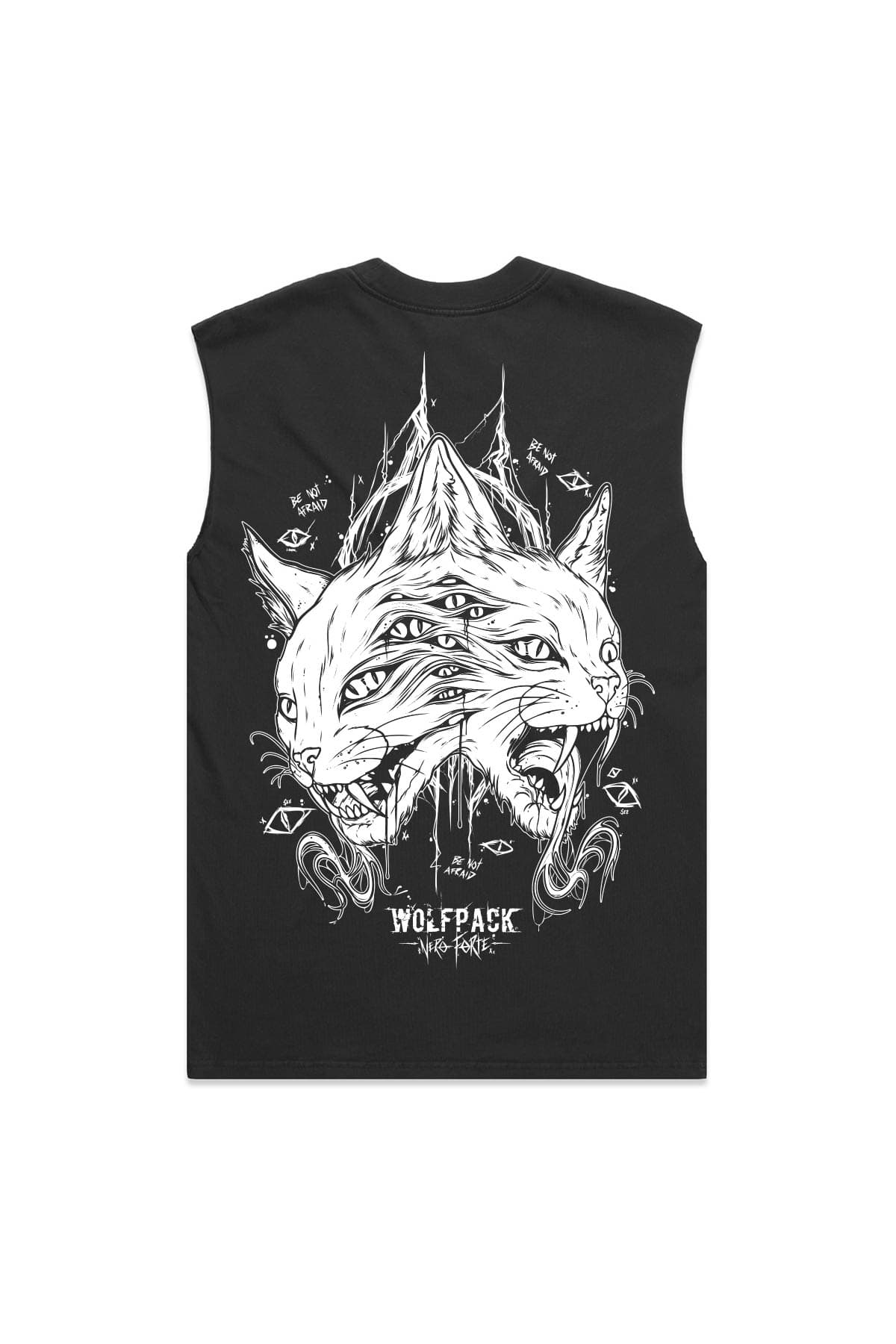 Black heavy tank top with THE MOON HEAVY FADED TANK UNISEX print - Wolfpack Clothing