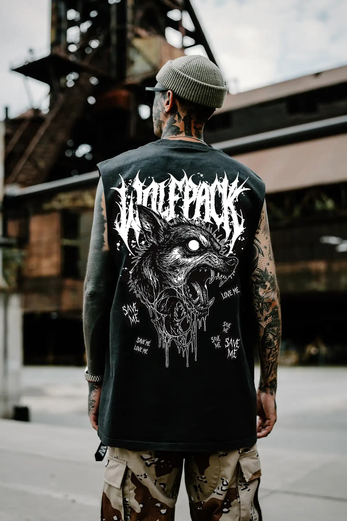 Black heavy tank top with ABYSS HOUND HEAVY FADED TANK UNISEX print - Wolfpack Clothing