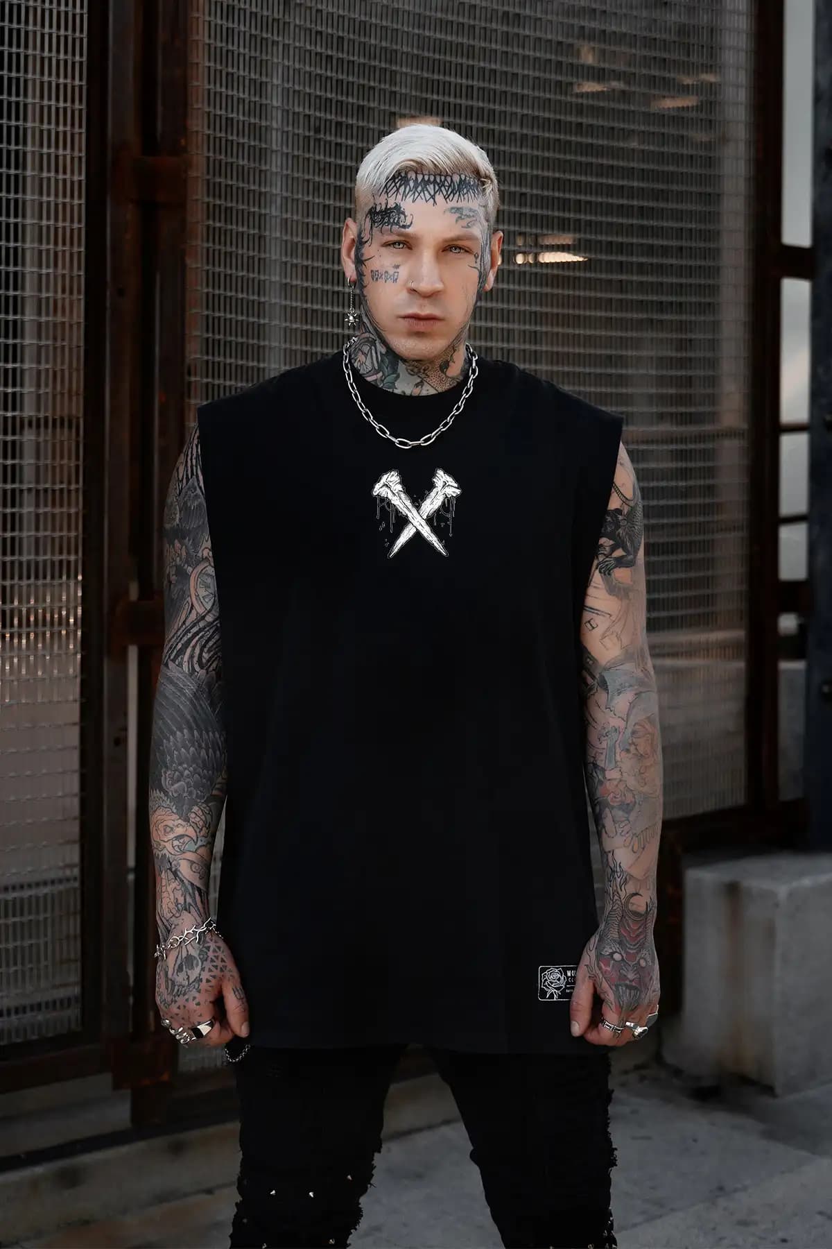 Black heavy tank top with UNDEAD HEAVY FADED TANK UNISEX print - Wolfpack Clothing