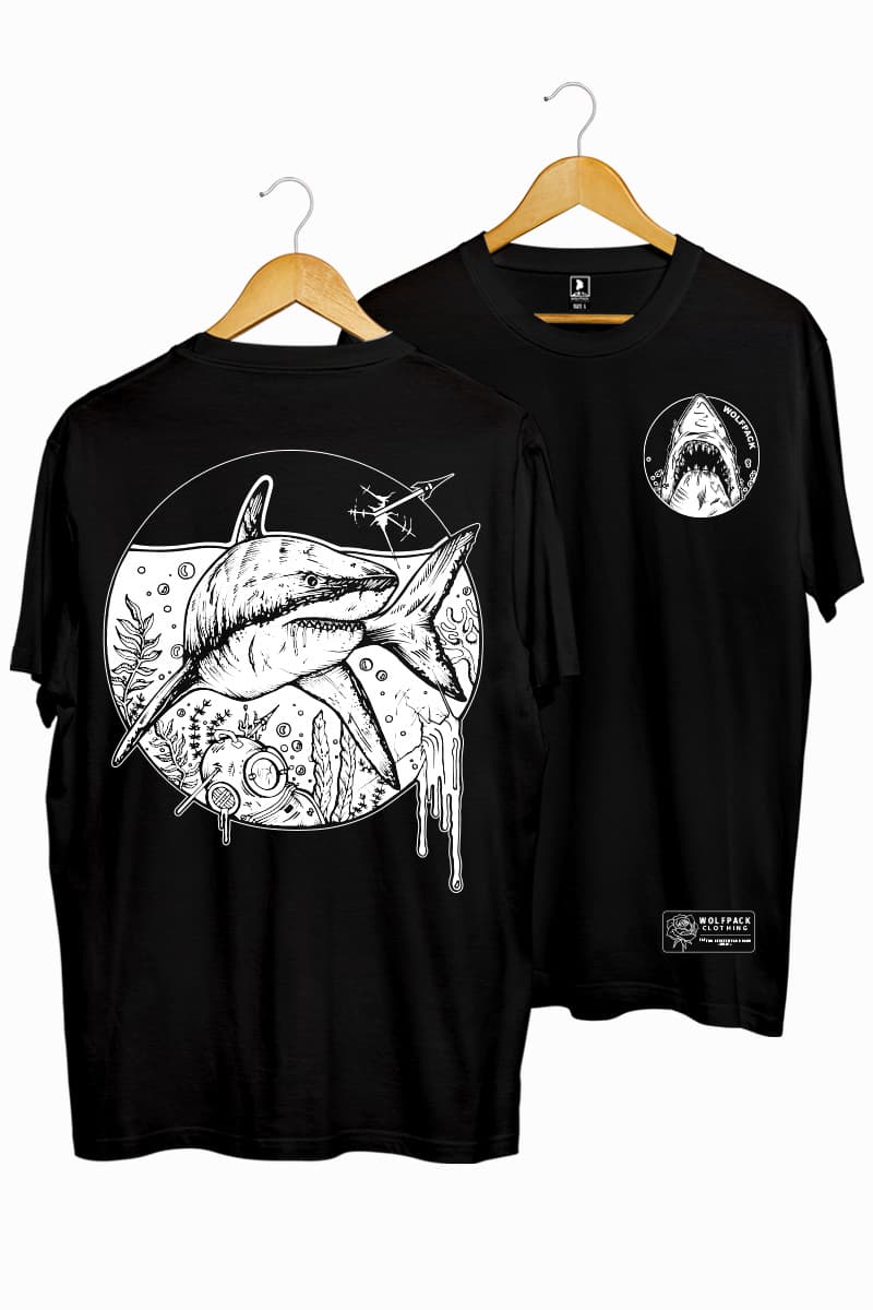Black t-shirt with AMITY KILLER TEE UNISEX print - Wolfpack Clothing