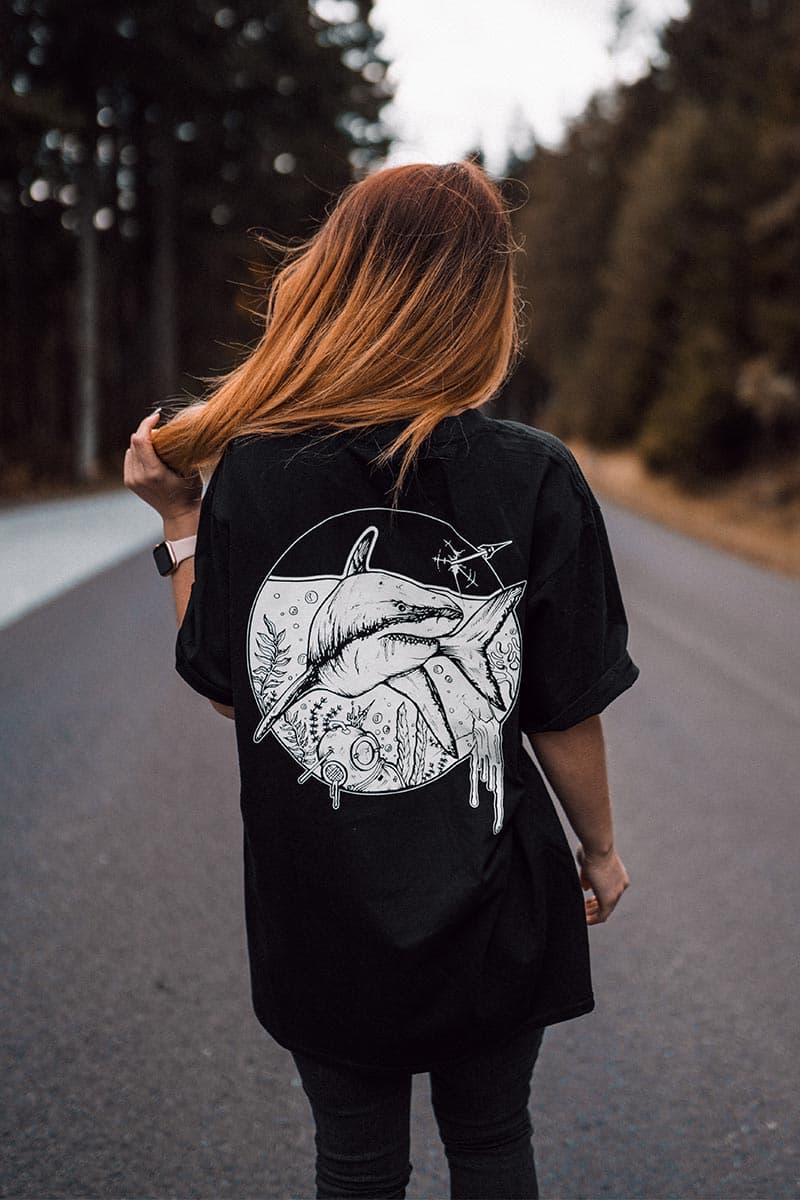 Black t-shirt with AMITY KILLER TEE UNISEX print - Wolfpack Clothing