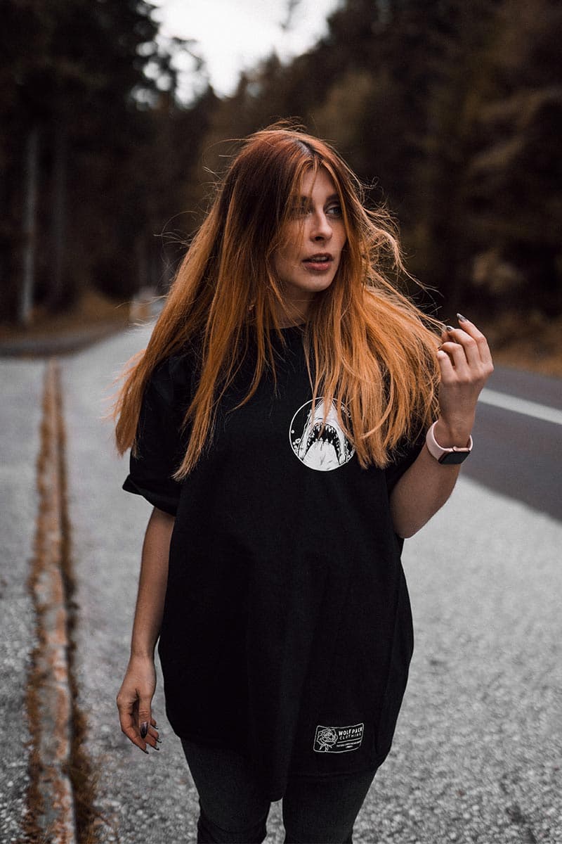 Black t-shirt with AMITY KILLER TEE UNISEX print - Wolfpack Clothing