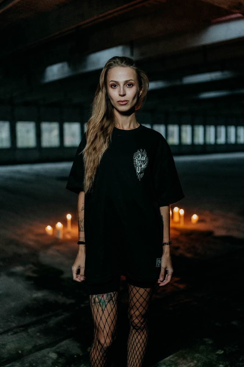 Black t-shirt with BLACK RITUAL TEE UNISEX print - Wolfpack Clothing