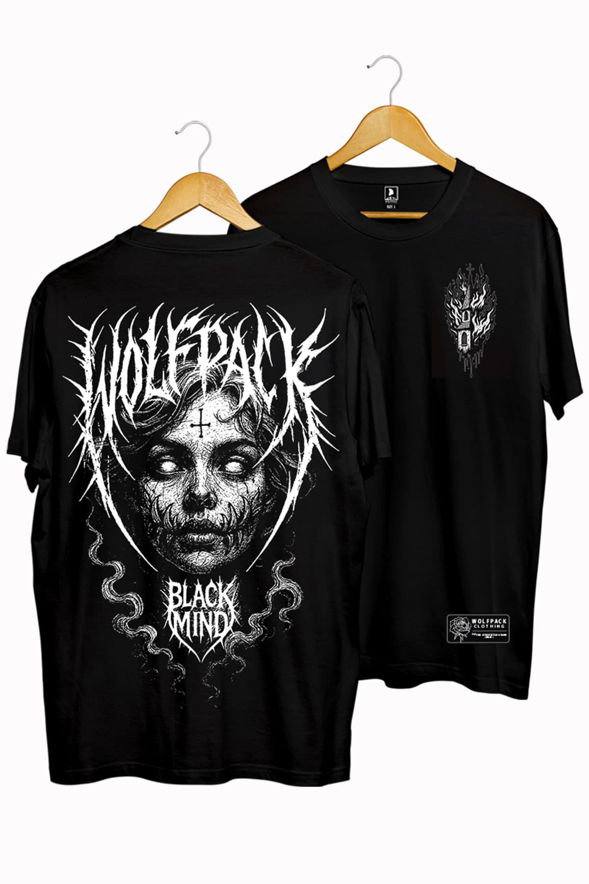 Black t-shirt with BLACK RITUAL TEE UNISEX print - Wolfpack Clothing