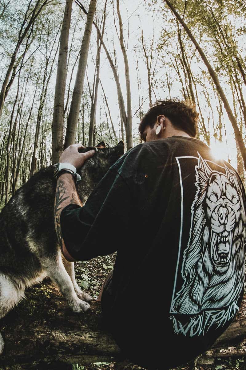 Black t-shirt with BLIND WEREWOLF TEE UNISEX print - Wolfpack Clothing