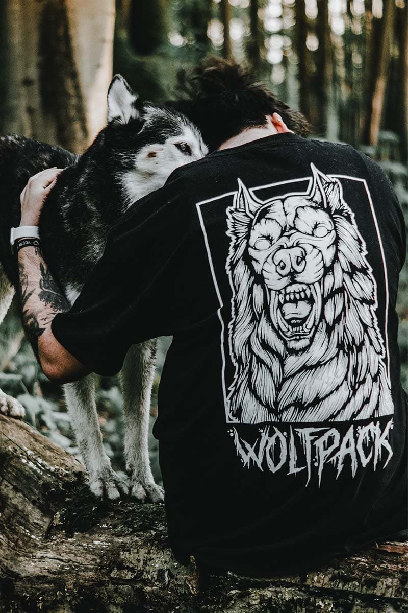 Black t-shirt with BLIND WEREWOLF TEE UNISEX print - Wolfpack Clothing