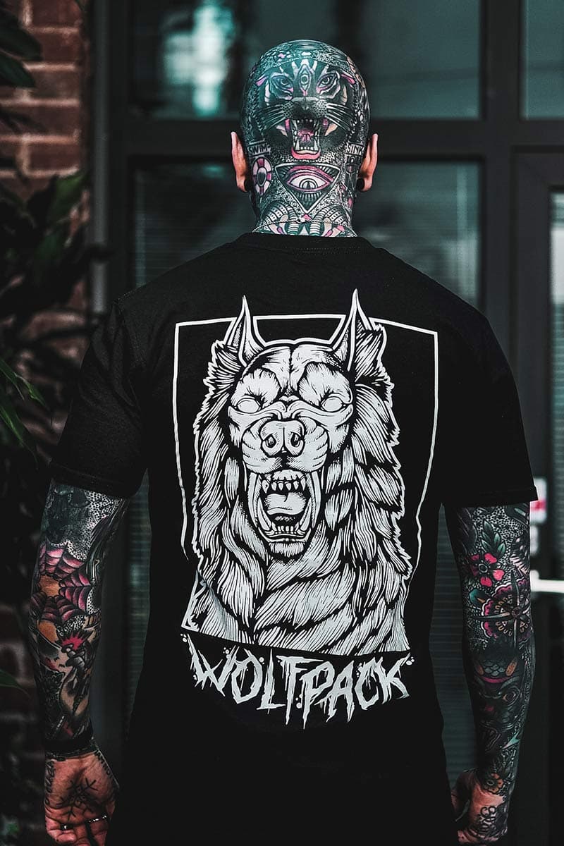 Black t-shirt with BLIND WEREWOLF TEE UNISEX print - Wolfpack Clothing