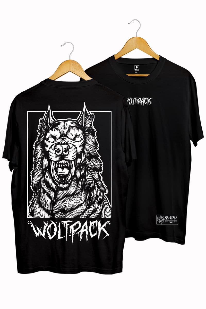 Black t-shirt with BLIND WEREWOLF TEE UNISEX print - Wolfpack Clothing