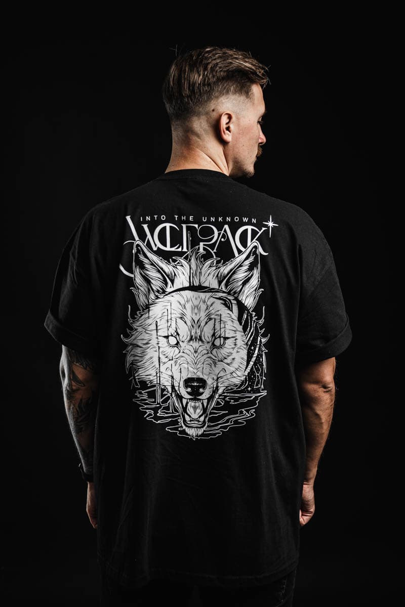 Black t-shirt with CALL OF THE WILD TEE UNISEX print - Wolfpack Clothing