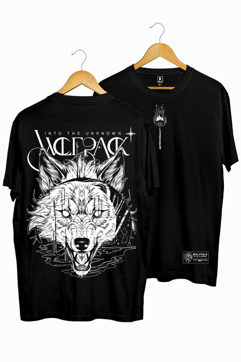 Black t-shirt with CALL OF THE WILD TEE UNISEX print - Wolfpack Clothing