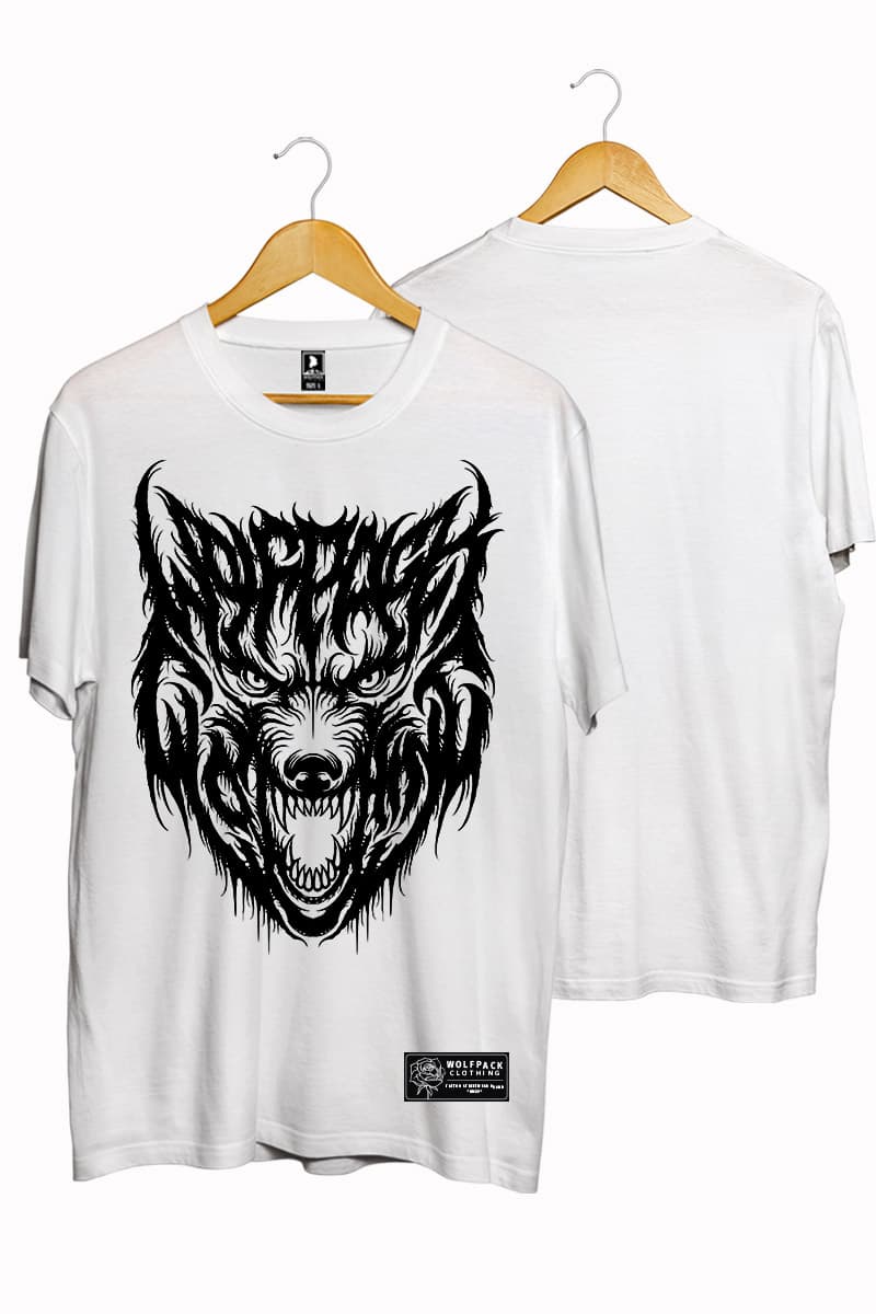 White t-shirt with CORE WOLF TEE UNISEX print - Wolfpack Clothing