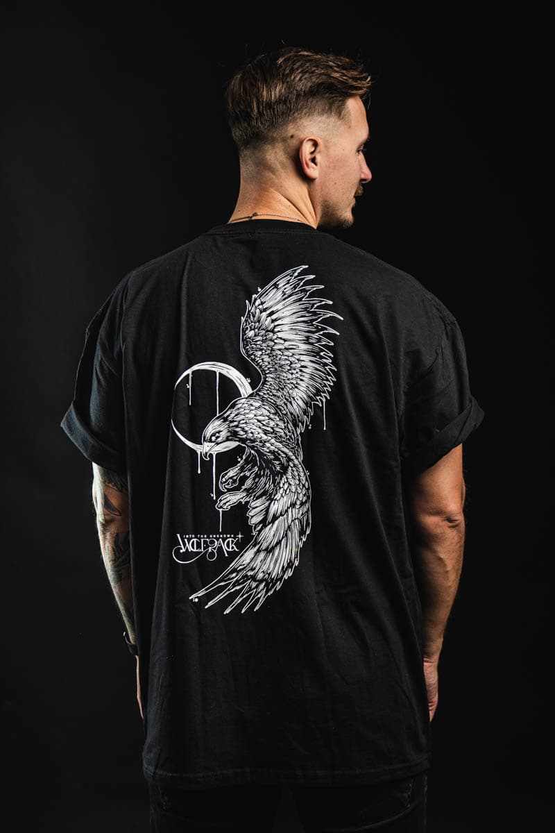 Black t-shirt with CREATURE OF PREY TEE UNISEX print - Wolfpack Clothing