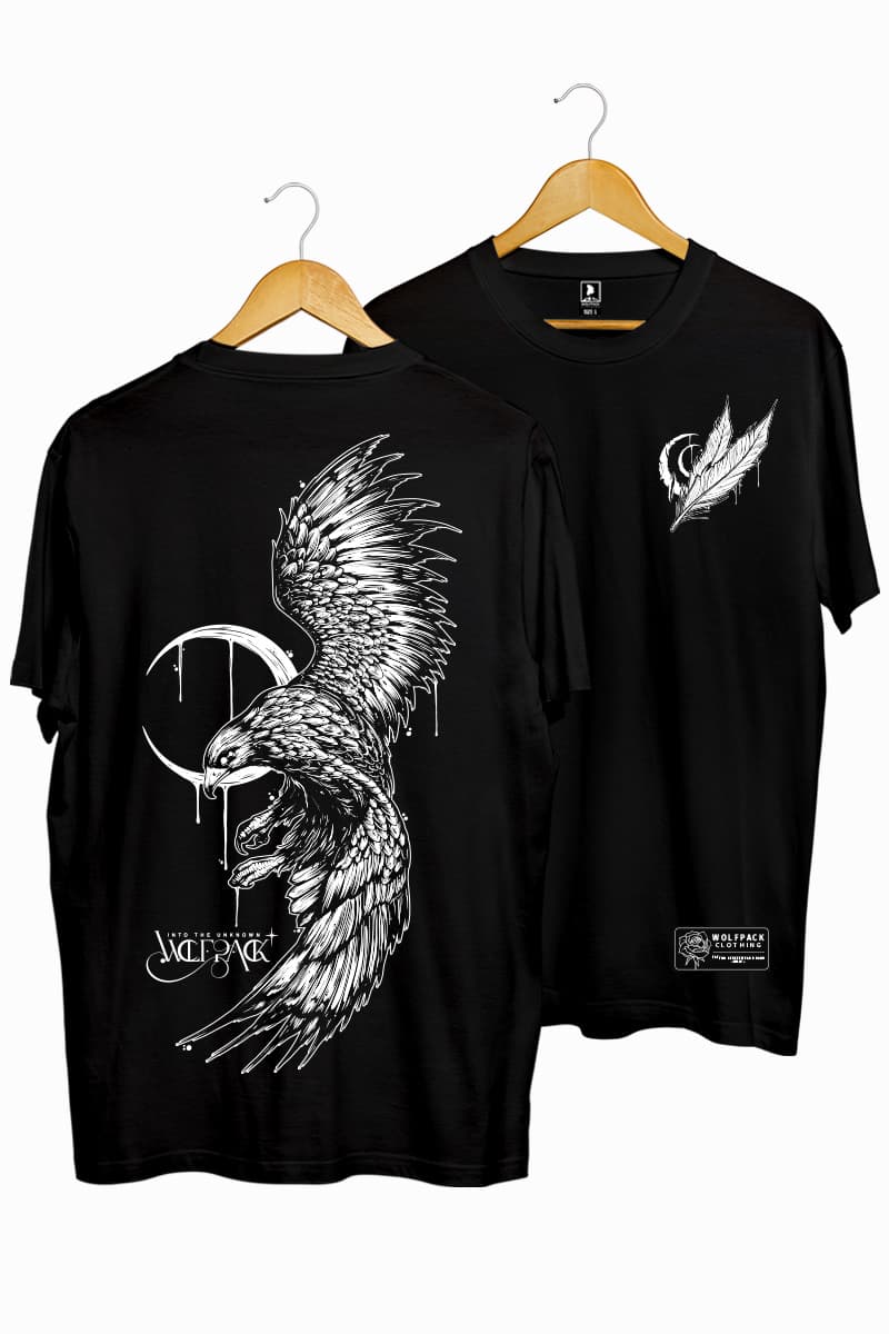 Black t-shirt with CREATURE OF PREY TEE UNISEX print - Wolfpack Clothing