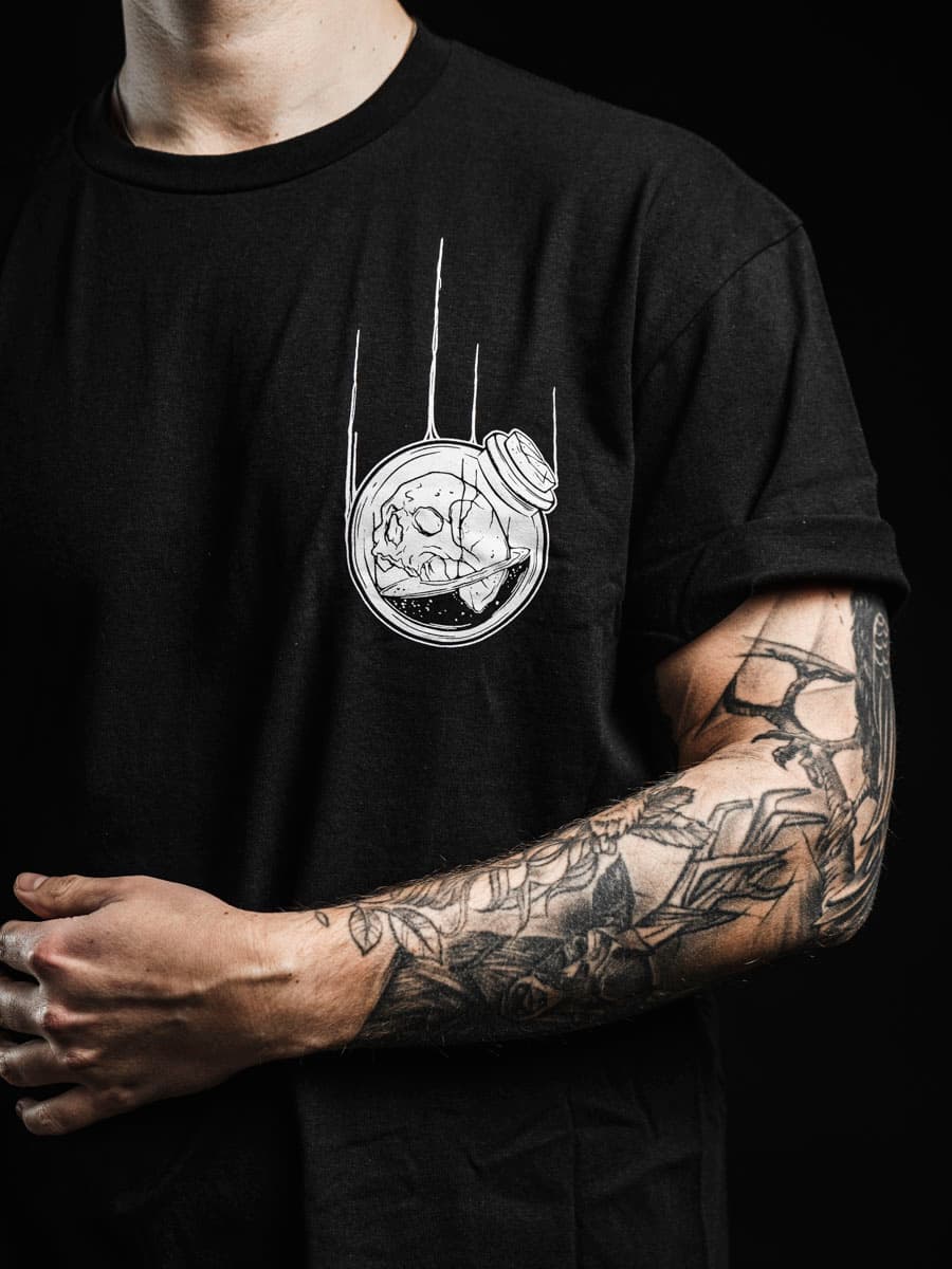 Black t-shirt with FORBIDDEN FRUIT TEE UNISEX print - Wolfpack Clothing