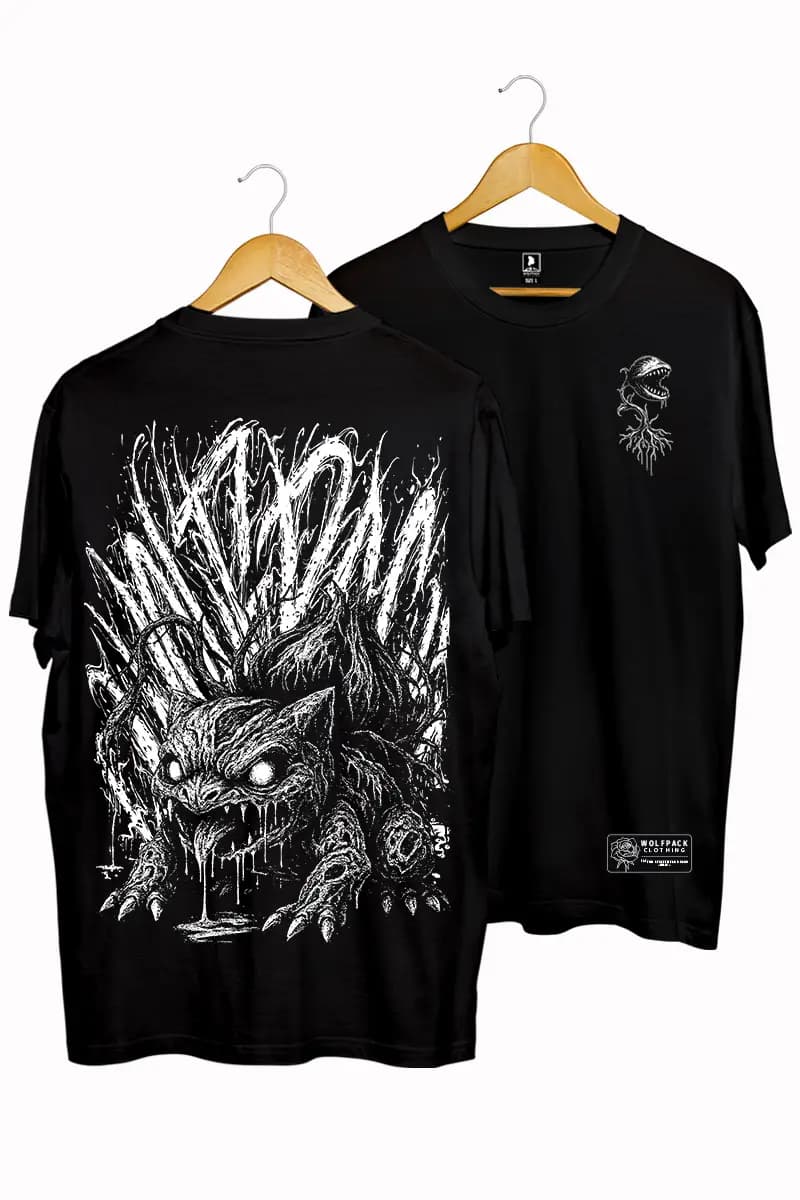 Black t-shirt with GRAVEBACK TEE UNISEX print - Wolfpack Clothing