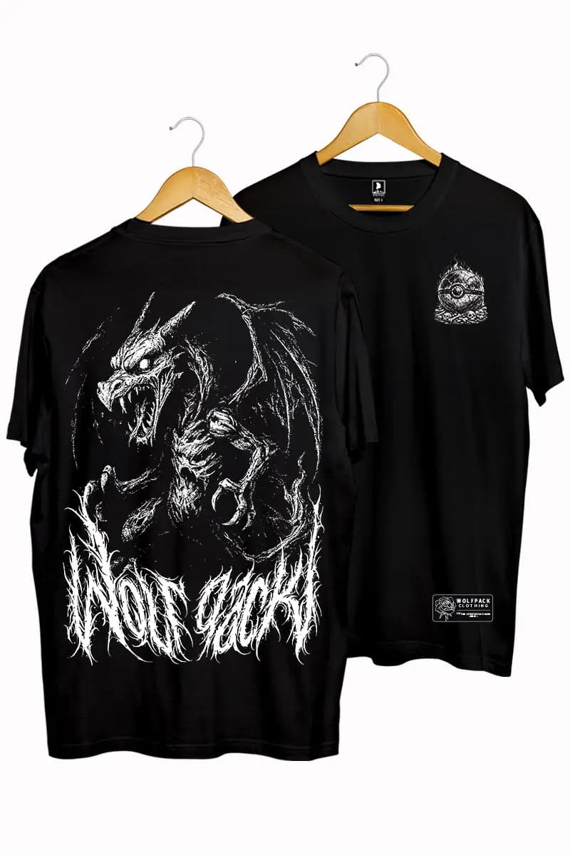 Black t-shirt with HELLFIRE TEE UNISEX print - Wolfpack Clothing