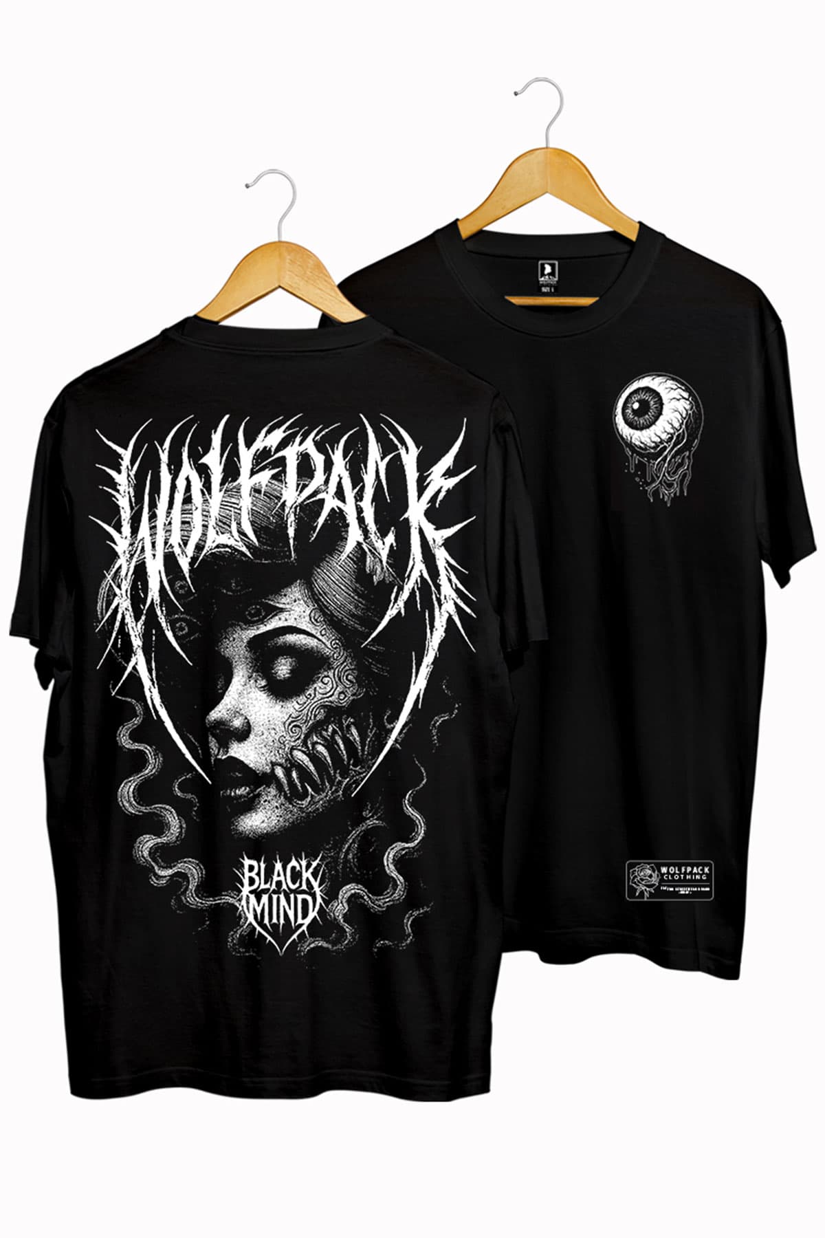 Black t-shirt with INNER EYE TEE UNISEX print - Wolfpack Clothing
