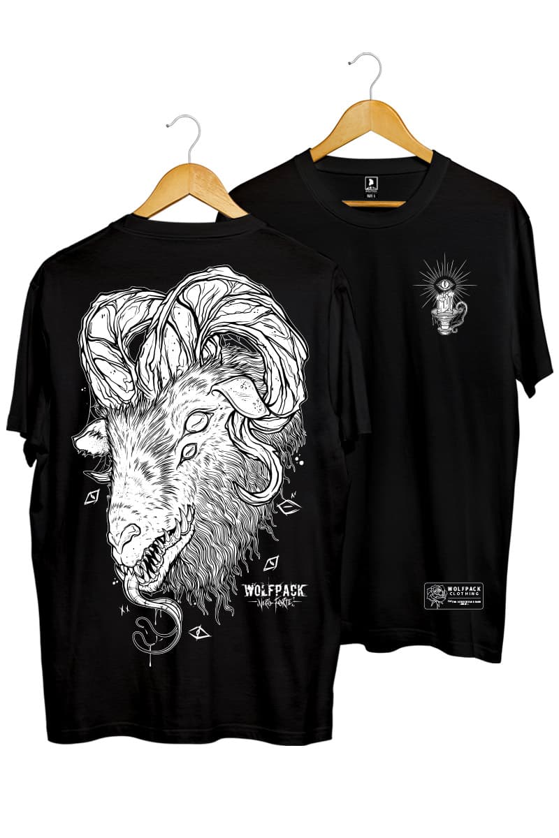 Black t-shirt with MORNING STAR TEE UNISEX print - Wolfpack Clothing
