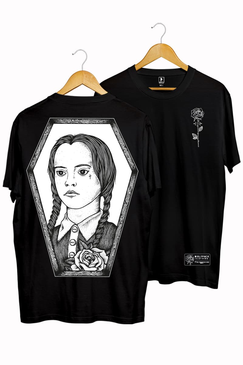 Black t-shirt with POISONED ROSE TEE UNISEX print - Wolfpack Clothing