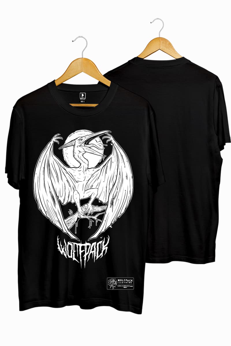 Black t-shirt with PTERANODON TEE UNISEX print - Wolfpack Clothing