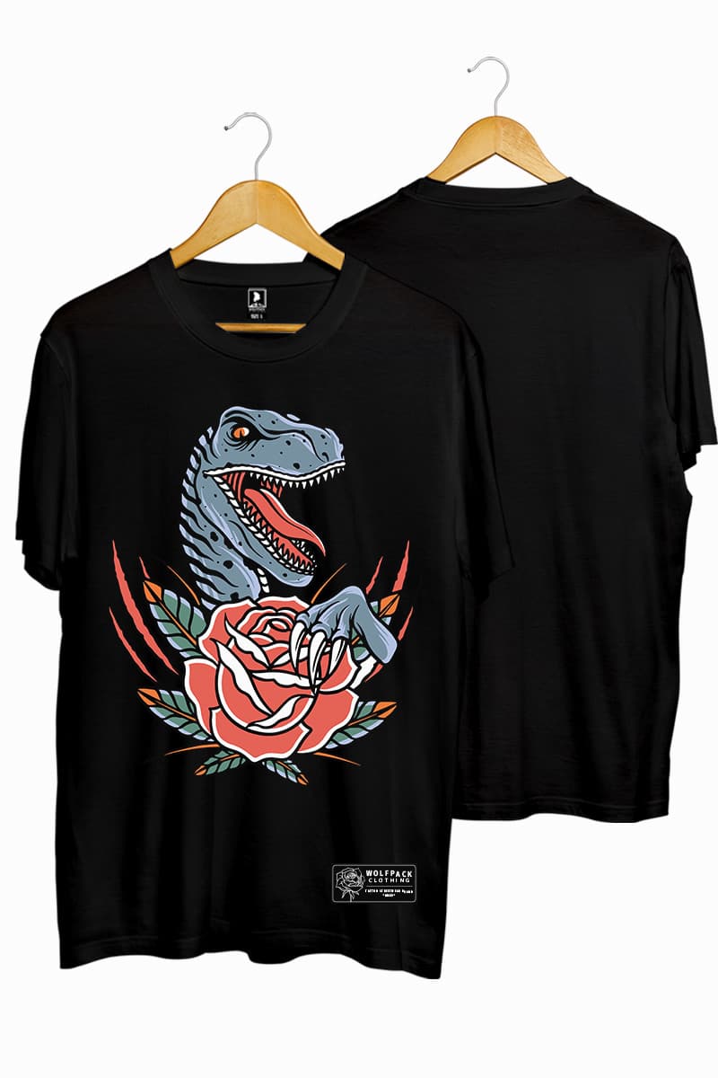 Black t-shirt with RAPTOR TEE UNISEX print - Wolfpack Clothing