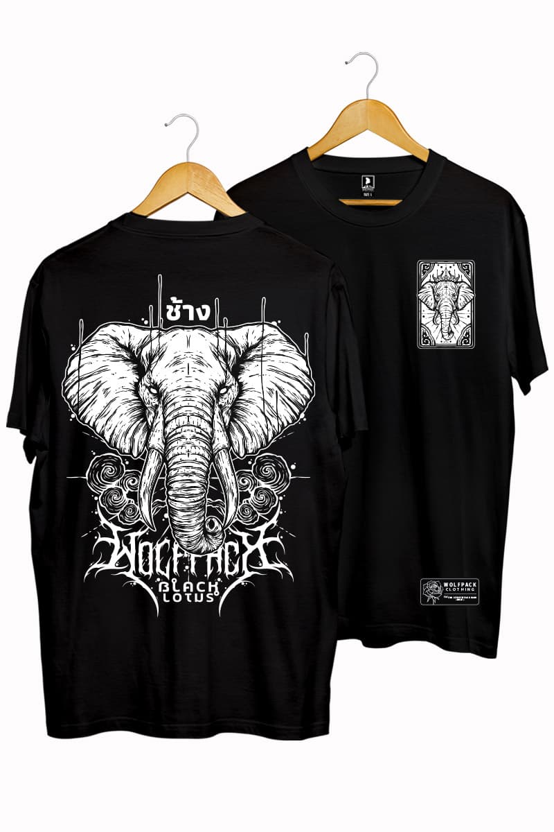 Black t-shirt with ROYAL TUSKS TEE UNISEX print - Wolfpack Clothing