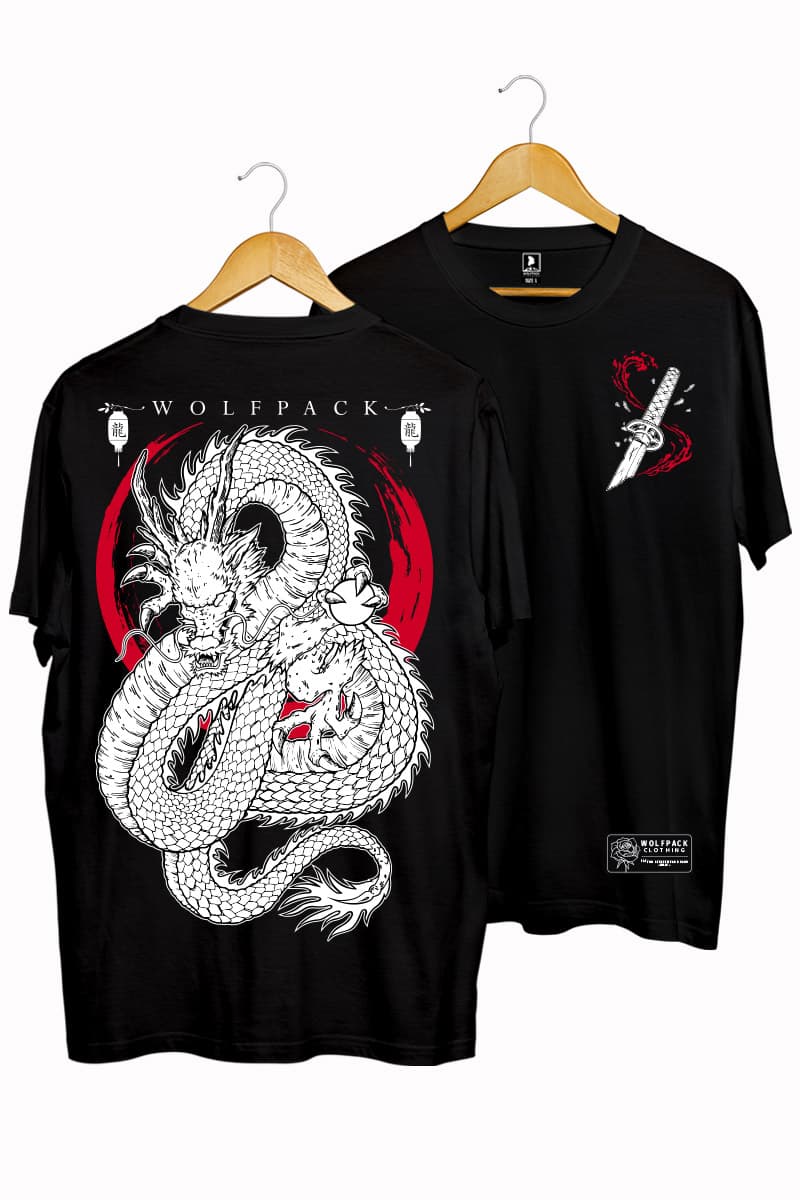 Black t-shirt with RYU TEE UNISEX print - Wolfpack Clothing