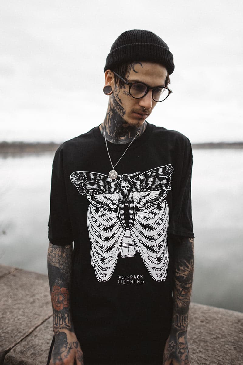 Black t-shirt with SILENT WOLVES TEE UNISEX print - Wolfpack Clothing