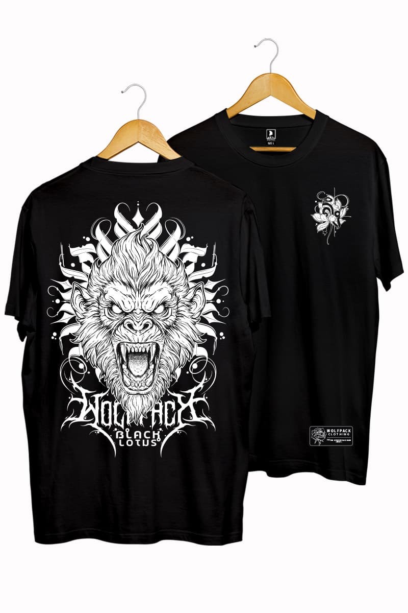 Black t-shirt with TEMPLE GUARDIAN TEE UNISEX print - Wolfpack Clothing