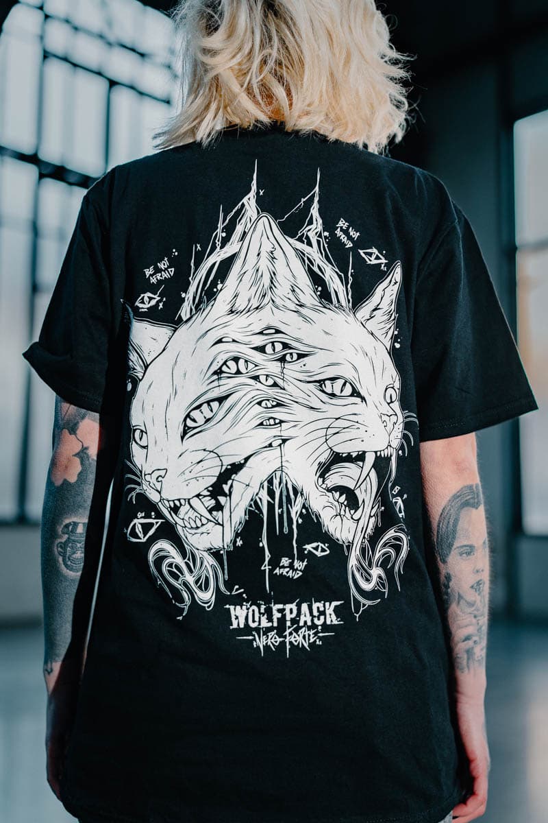Black t-shirt with THE MOON TEE UNISEX print - Wolfpack Clothing