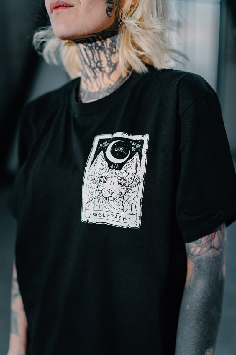 Black t-shirt with THE MOON TEE UNISEX print - Wolfpack Clothing