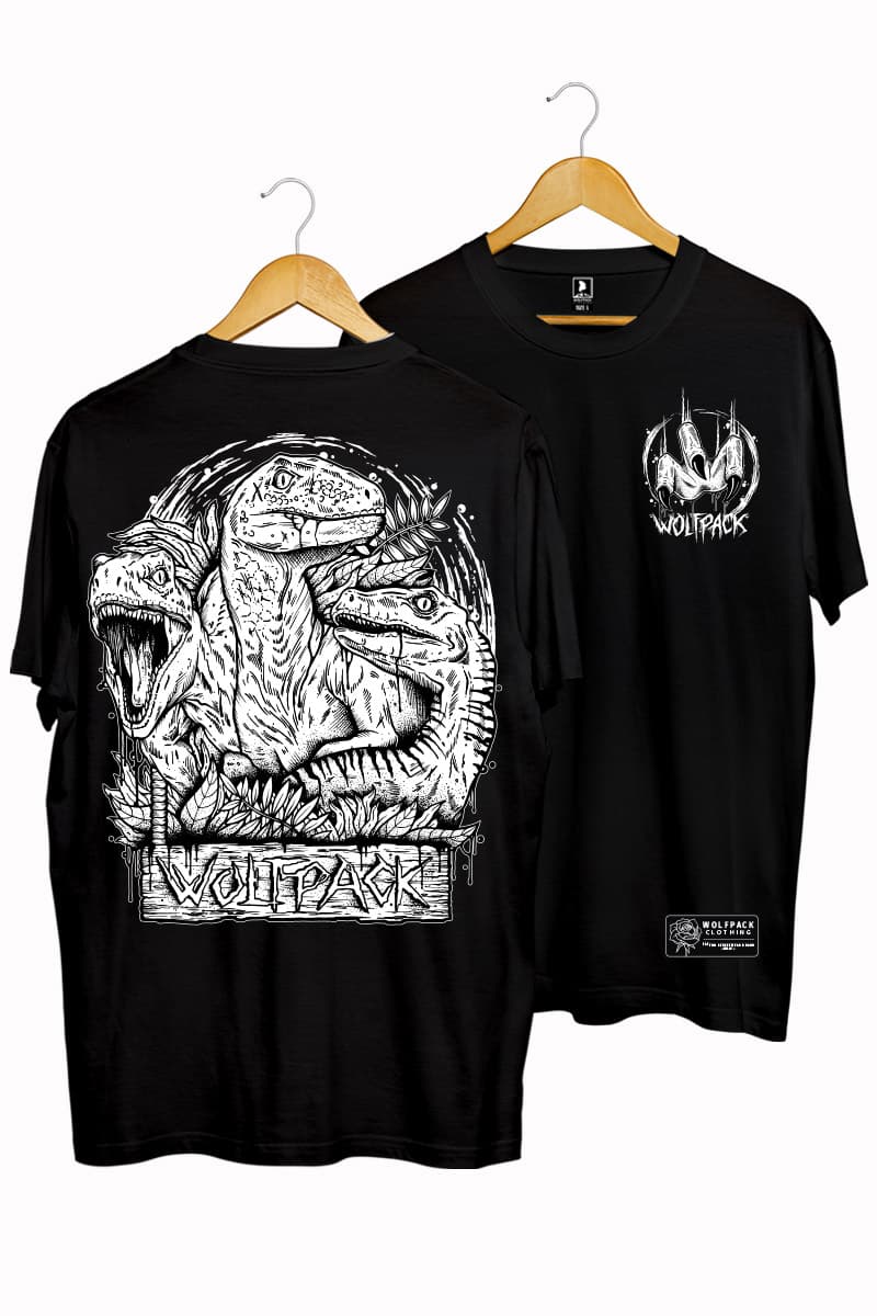 Black t-shirt with THE HUNTERS TEE UNISEX print - Wolfpack Clothing