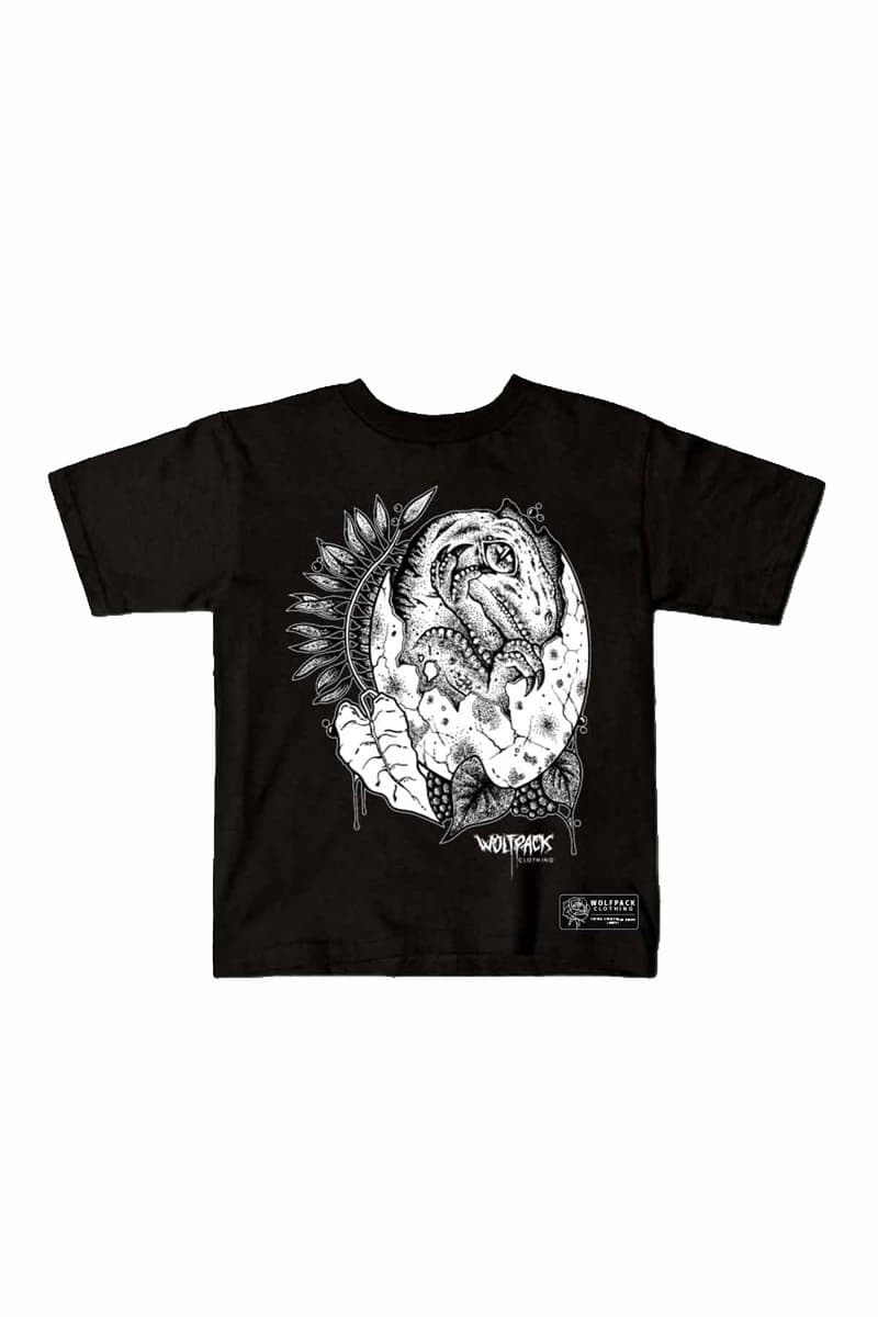 Black kids t-shirt with THE NEWBORN TEE BLACK KIDS print - Wolfpack Clothing