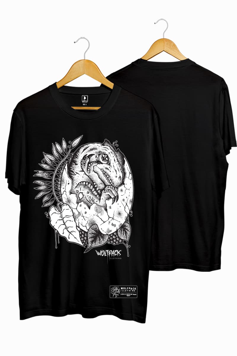 Black t-shirt with THE NEWBORN TEE UNISEX print - Wolfpack Clothing