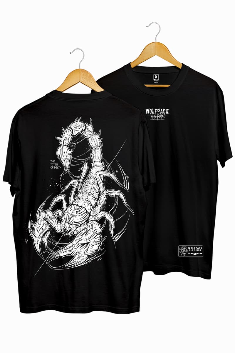 Black t-shirt with TOTEM OF DEATH TEE UNISEX print - Wolfpack Clothing