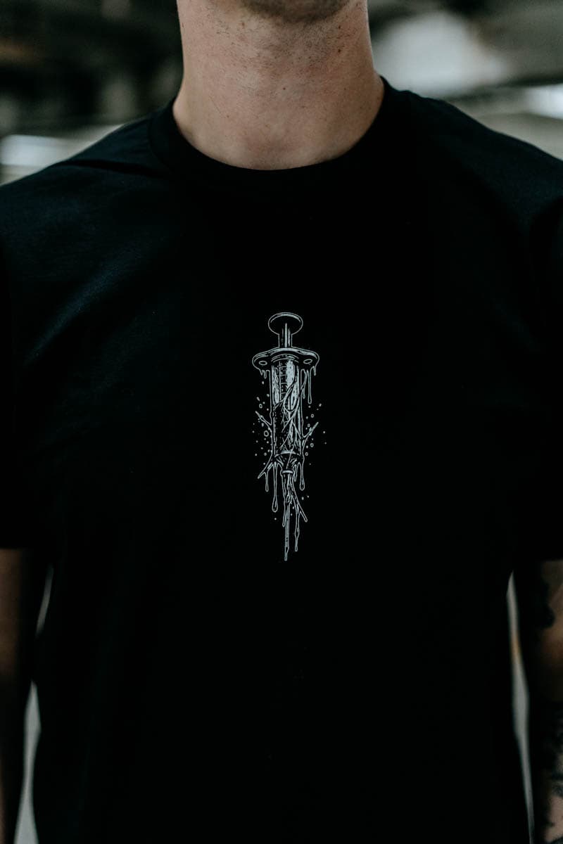 Black t-shirt with TOXIC FAITH TEE UNISEX print - Wolfpack Clothing