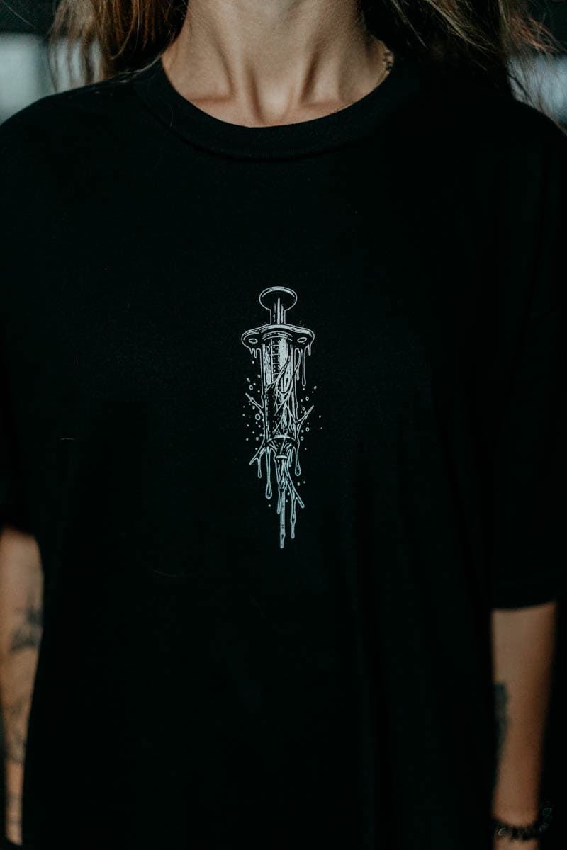 Black t-shirt with TOXIC FAITH TEE UNISEX print - Wolfpack Clothing