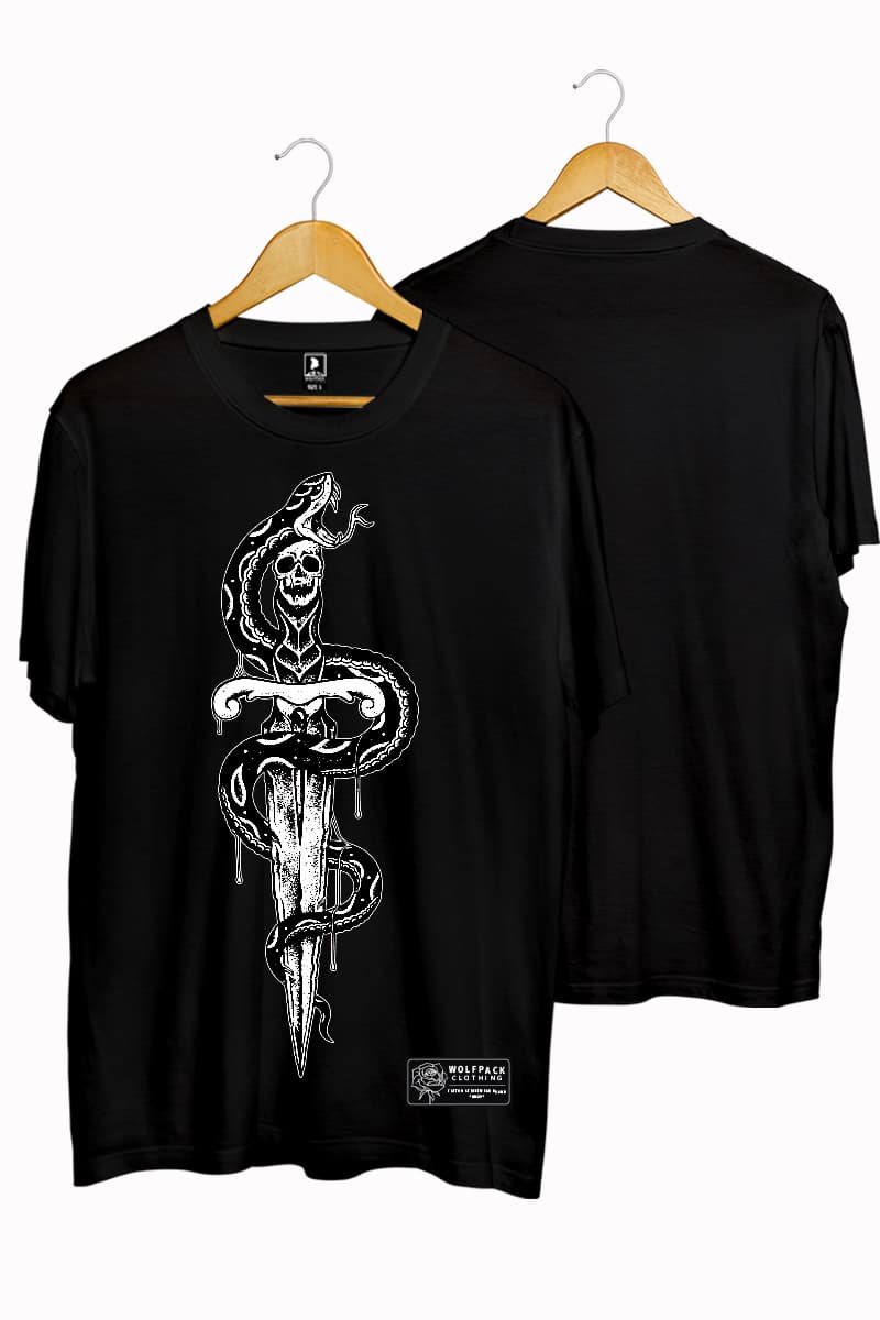 Black t-shirt with VENOM TEE UNISEX print - Wolfpack Clothing