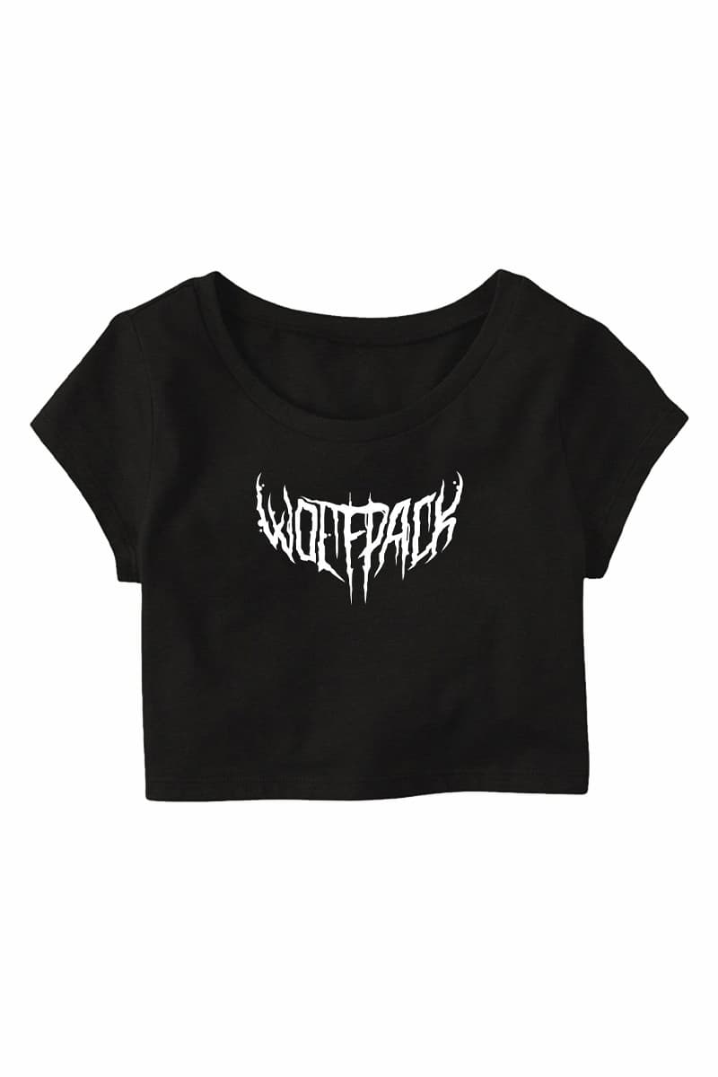 Black t-shirt with WOLFPACK CROPPED print - Wolfpack Clothing
